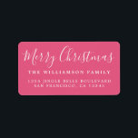 Merry Christmas Hot Pink Return Address Label<br><div class="desc">Festive Merry Christmas return address labels with the text 'Merry Christmas' in white handwritten chic script calligraphy on a hot pink background. Simply add your name and address. Perfect for your holiday cards and invitations! Exclusively designed for you by Happy Dolphin Studio. If you need any help or matching products,...</div>