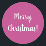 Merry Christmas Hot Pink Typography Classic Round Sticker<br><div class="desc">This is a simple Christmas design in magenta / hot pink, with stylish white typography.. This design has the festive message “Merry Christmas!”, perfect for envelope seals, cards, people, or for the finishing touch for your gifts. If you wish to change the message you can do this by using the...</div>