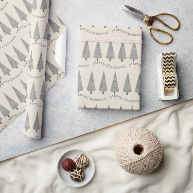 Merry Christmas Houndstooth Tree Pattern Wrapping Paper (Crafts)