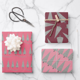 Merry Christmas Houndstooth Tree Pattern Wrapping Paper Sheet