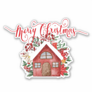 Merry Christmas house Sticker