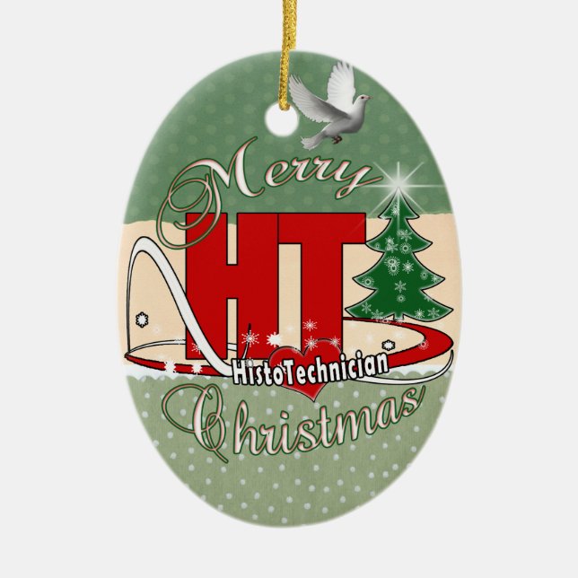 MERRY CHRISTMAS HT HISTOTECHNICIAN CERAMIC TREE DECORATION (Front)