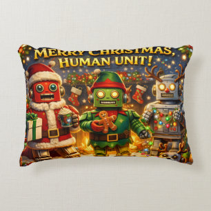 Merry Christmas human unit funny robot holiday pre Decorative Cushion