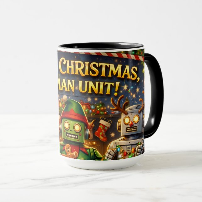 Merry Christmas human unit funny robot holiday to  Mug (Front Right)