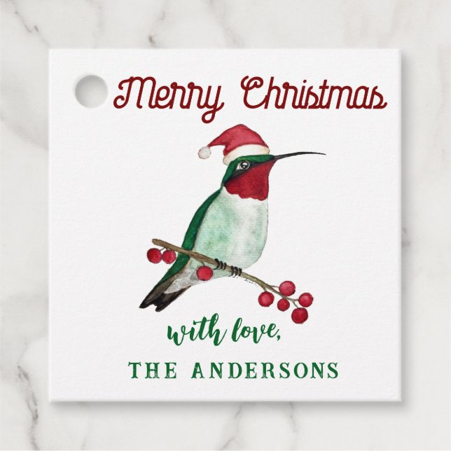 Merry Christmas Hummingbird Favour Tags (Front)
