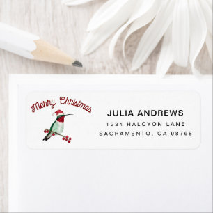 Merry Christmas Hummingbird Return Address Label