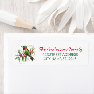 Merry Christmas Hummingbird Return Address         Label