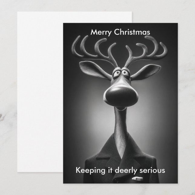 Merry Christmas Humor Reindeer Holidays greeting  Holiday Card (Front/Back)