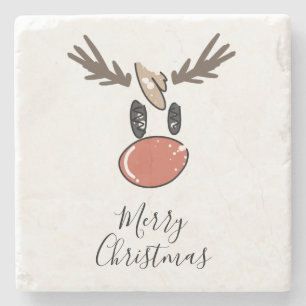 Merry Christmas humour funny reindeer Stone Coaster