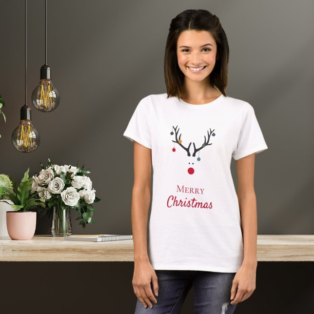 Merry Christmas humour funny reindeer white T-Shirt (Creator Uploaded)