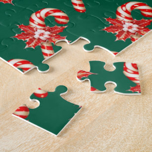 Merry Christmas Hunter Green Candy Cane Puzzle
