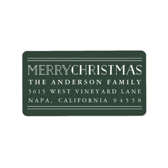 Merry Christmas | Hunter Green Return Address Address Label
