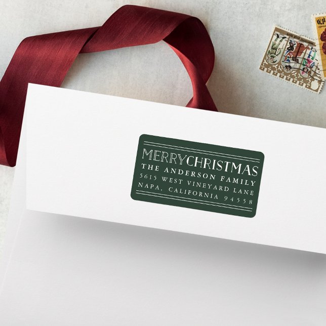 Merry Christmas | Hunter Green Return Address Label (Creator Uploaded)