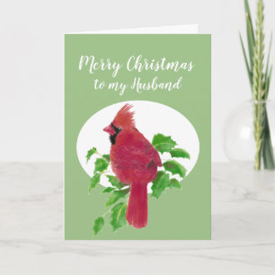 Merry Christmas Husband, Cardinal Bird, Nature Holiday Card