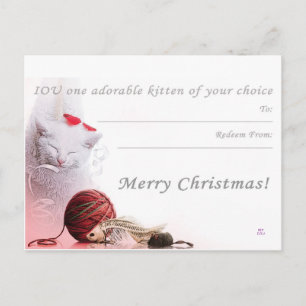 Merry Christmas I.O.U a kitten Holiday Postcard