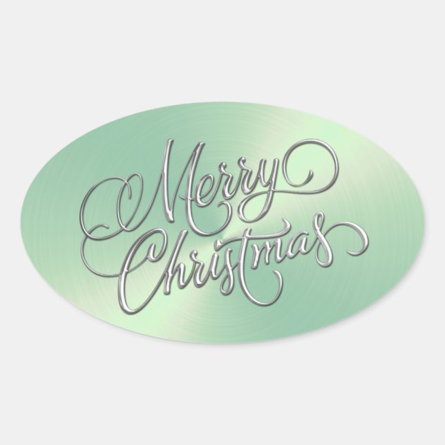 Merry Christmas Ice Green  Sticker Embossed Look (Front)