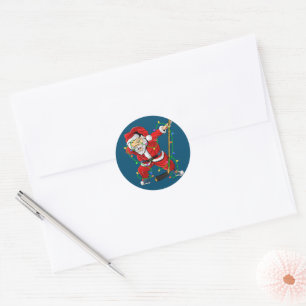 Merry Christmas Ice Hockey Dabbing Santa Claus Classic Round Sticker
