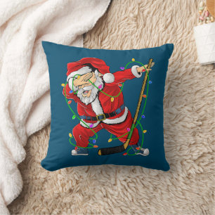 Merry Christmas Ice Hockey Dabbing Santa Claus Cushion