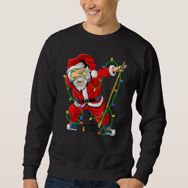 Merry Christmas Ice Hockey Dabbing Santa Claus Hoc Sweatshirt (Front)