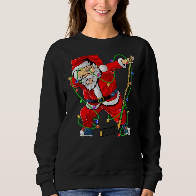 Merry Christmas Ice Hockey Dabbing Santa Claus Hoc Sweatshirt (Front)