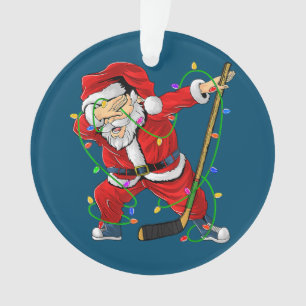 Merry Christmas Ice Hockey Dabbing Santa Claus Ornament