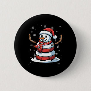 Merry Christmas Ice Hockey Snowman Holiday Sports  6 Cm Round Badge