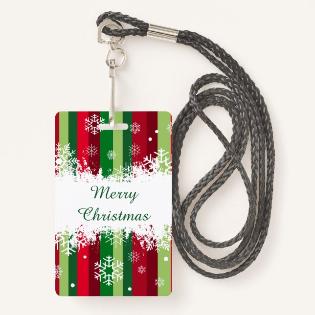 Merry Christmas ID Badge (Front with Lanyard)