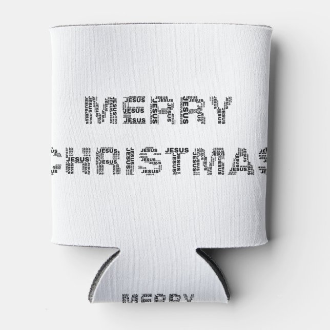 Merry Christmas II Black Can Cooler (Front)