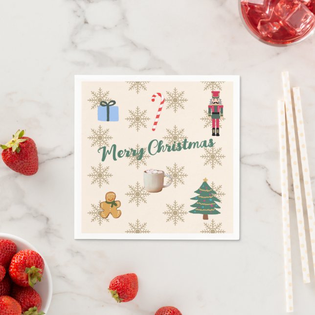 Merry Christmas Illustration Napkin (Insitu)