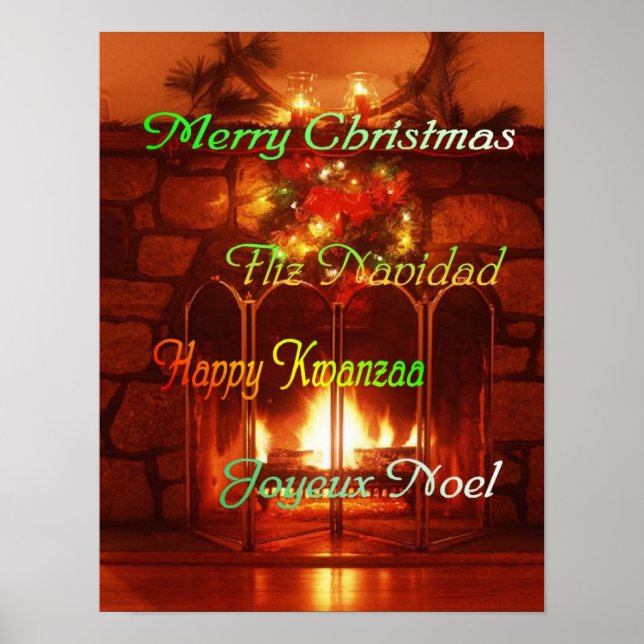 Merry Christmas, in 4 languages, poster (Front)