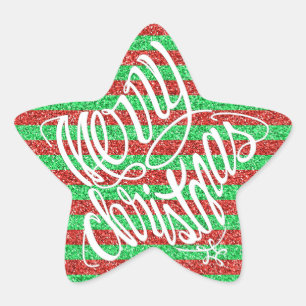 Merry Christmas in 8 langs and Happy Holiday Star Sticker