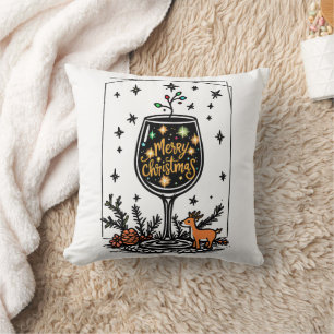 Merry Christmas in a Wine Glass  Cushion