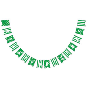 Merry Christmas in Bright Green and White Pattern Bunting