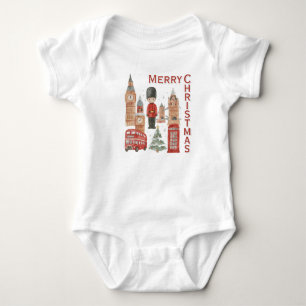 Merry Christmas in Cute London City Baby Bodysuit