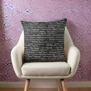 Merry Christmas in Different Languages Cushion