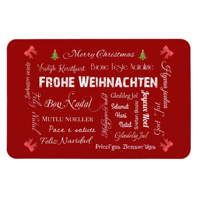 Merry Christmas in different languages! Magnet (Horizontal)