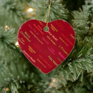 Merry Christmas in Different World Languages Ceramic Ornament