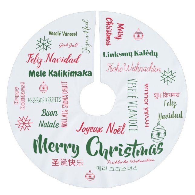 Merry Christmas in Every Language Tree skirt (Front)