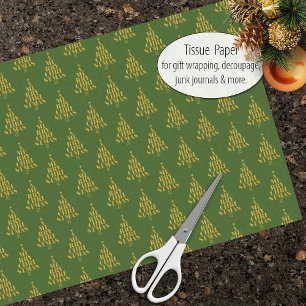 Merry Christmas in Faux Gold on Green Tissue Paper