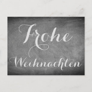 Merry Christmas in German Chalkboard Typography Holiday Postcard