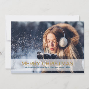 Merry Christmas in Gold, Single Photo Holiday Card