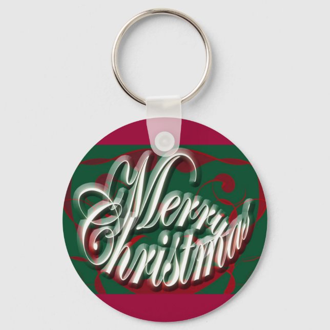 Merry Christmas in Green Keychain (Front)