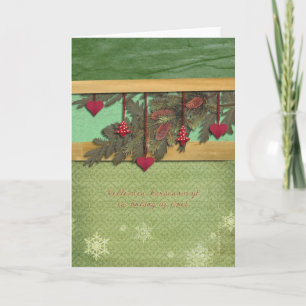 Merry Christmas in Hungarian, red hearts Holiday Card