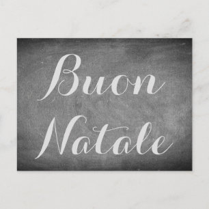 Merry Christmas in Italian Chalkboard Typography Holiday Postcard