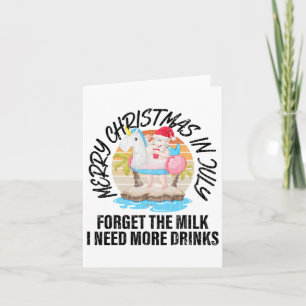 Merry Christmas In July Funny Santa Hawaiian Beach Card