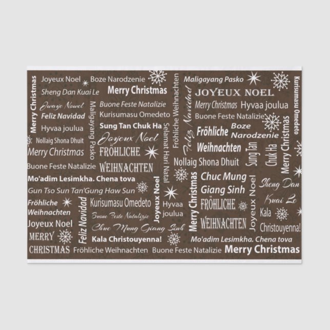 Merry Christmas in Other Languages Tissue Paper (Front)