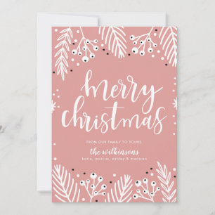 Merry Christmas in Pink Holiday Card