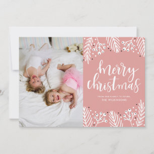 Merry Christmas in Pink Holiday Card