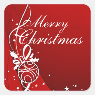 MERRY CHRISTMAS in RED by SHARON SHARPE Square Sticker