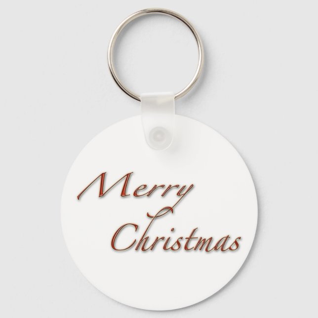 Merry Christmas in Red Text Key Ring (Front)